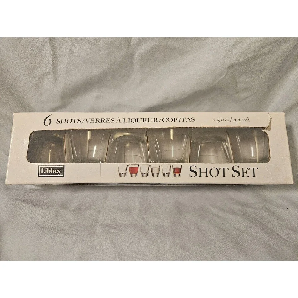 Libbey Shot Set 6 Clear Glass Shot Glasses, 1.5 oz / 44 ml Round - NEW